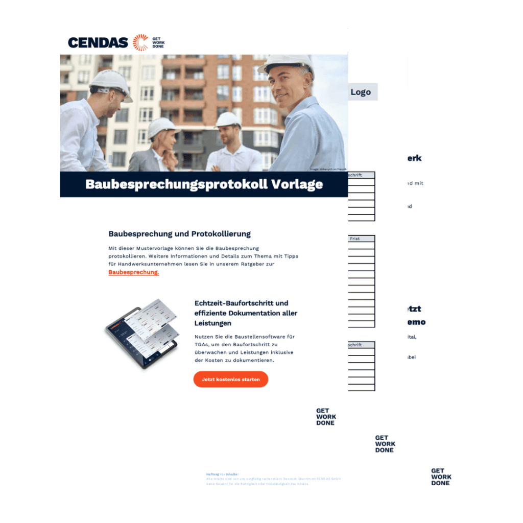 Baubesprechungsprotokoll Vorlage