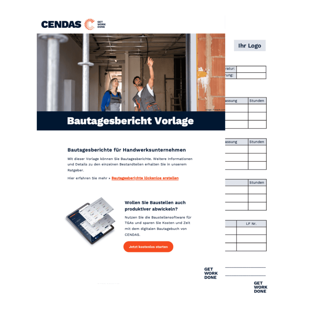 Bautagesbericht Vorlage