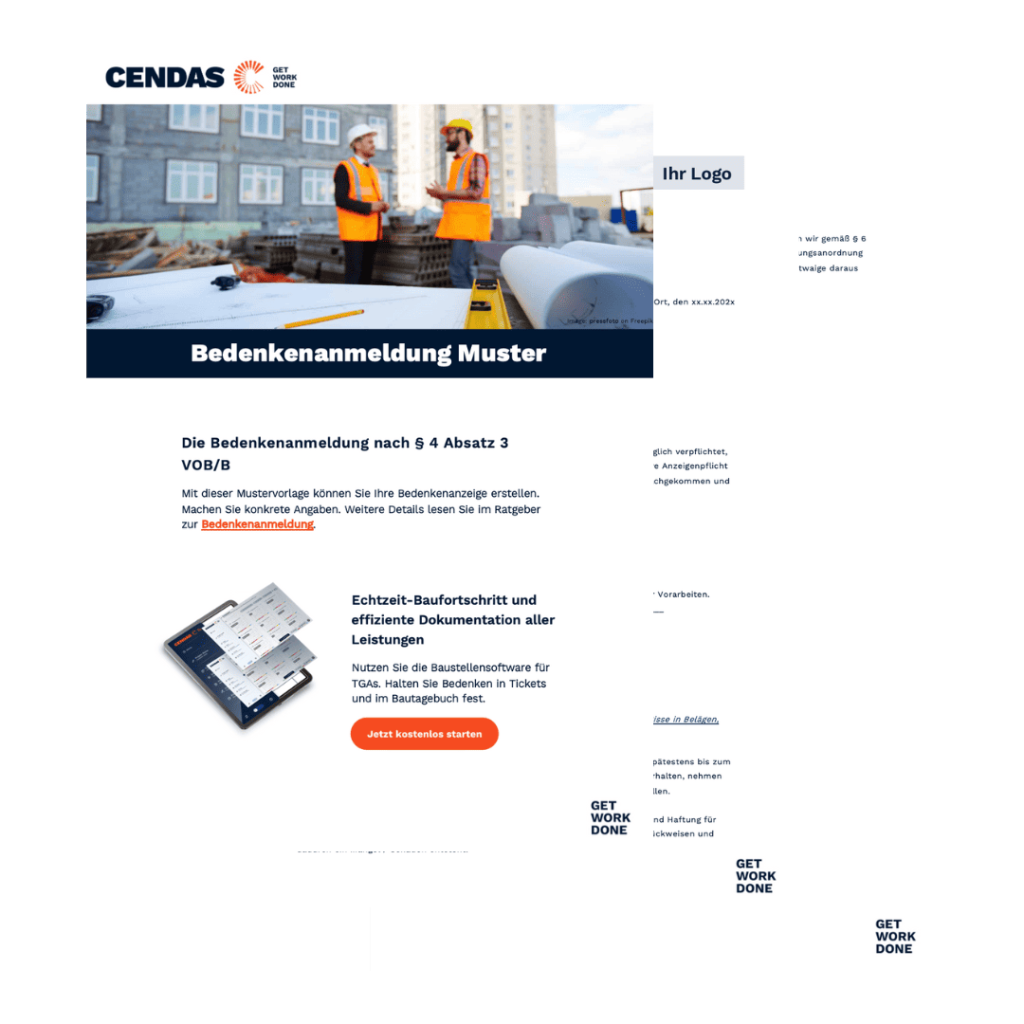 Bedenkenanmeldung Vorlage