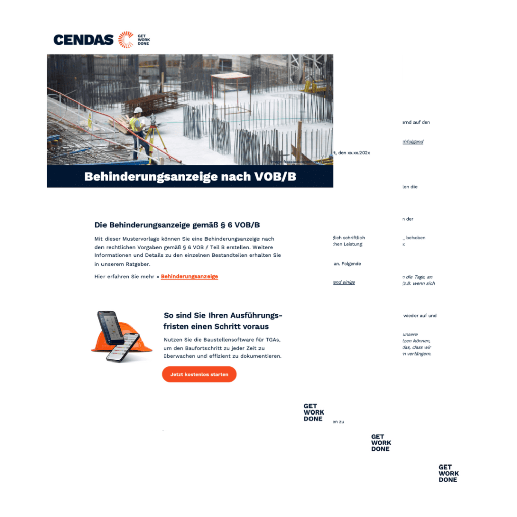 Behinderungsanzeige Vorlage