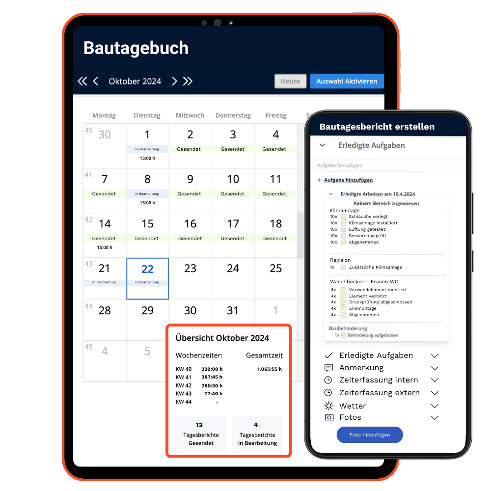 Bautagebuch Mockup SHK