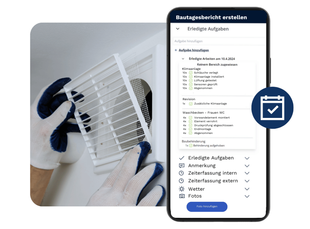 Bautagesbericht Smartphone SHK