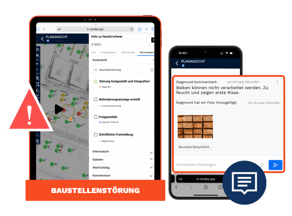 Baustellenstörung Tablet Holzbau