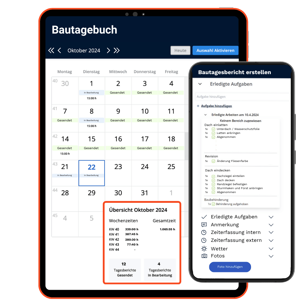 Bautagebuch Mockup Dachdecker