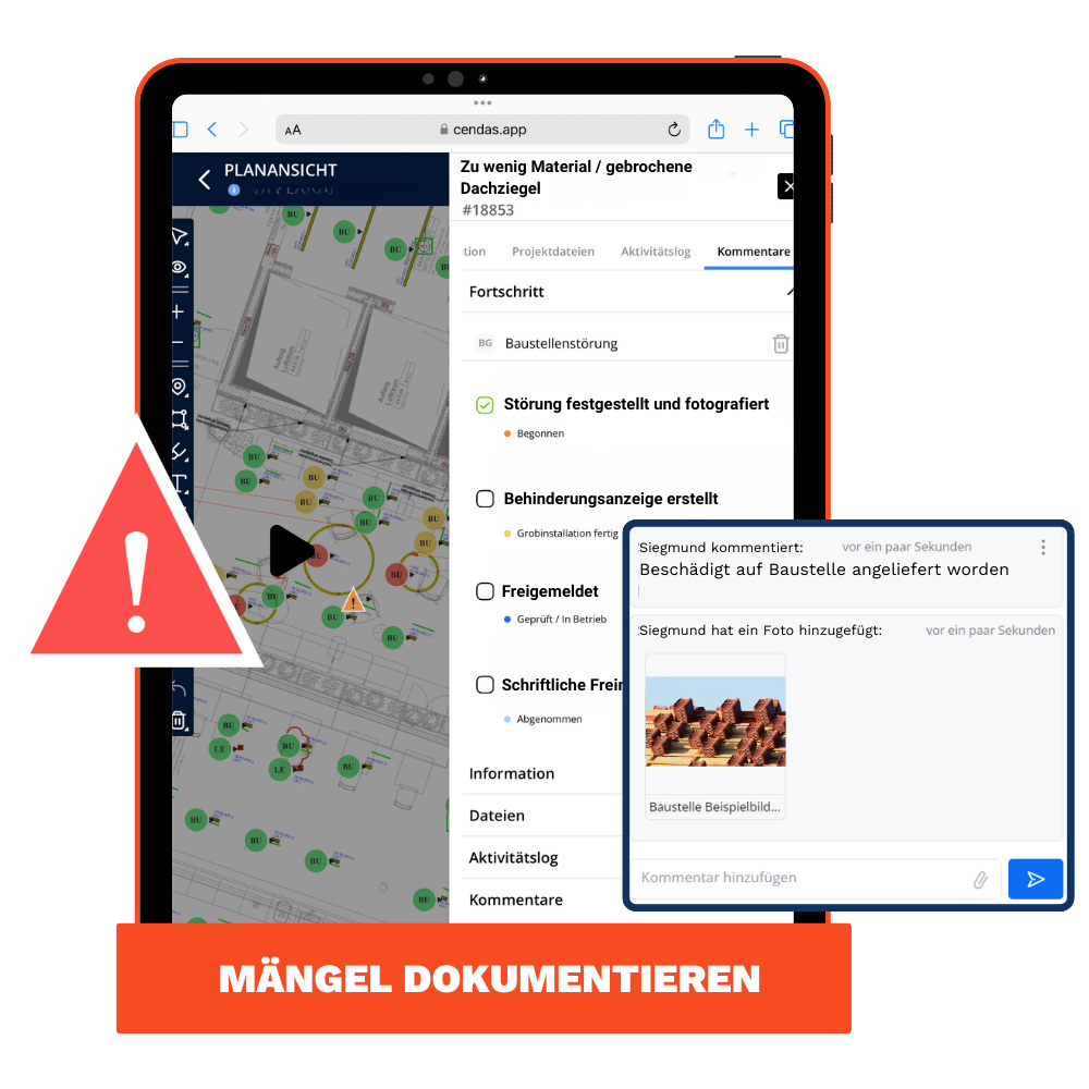 Mängelmanagement Mockup Dachdecker