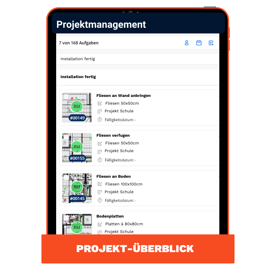 Projektmanagement Mockup Fliesenleger