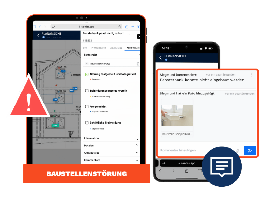 Baustellenstörung Tablet Fensterbau