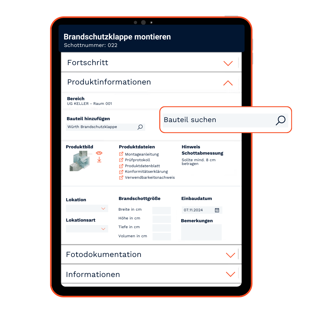 Brandschutz Software CENDAS Tablet Produktinformation