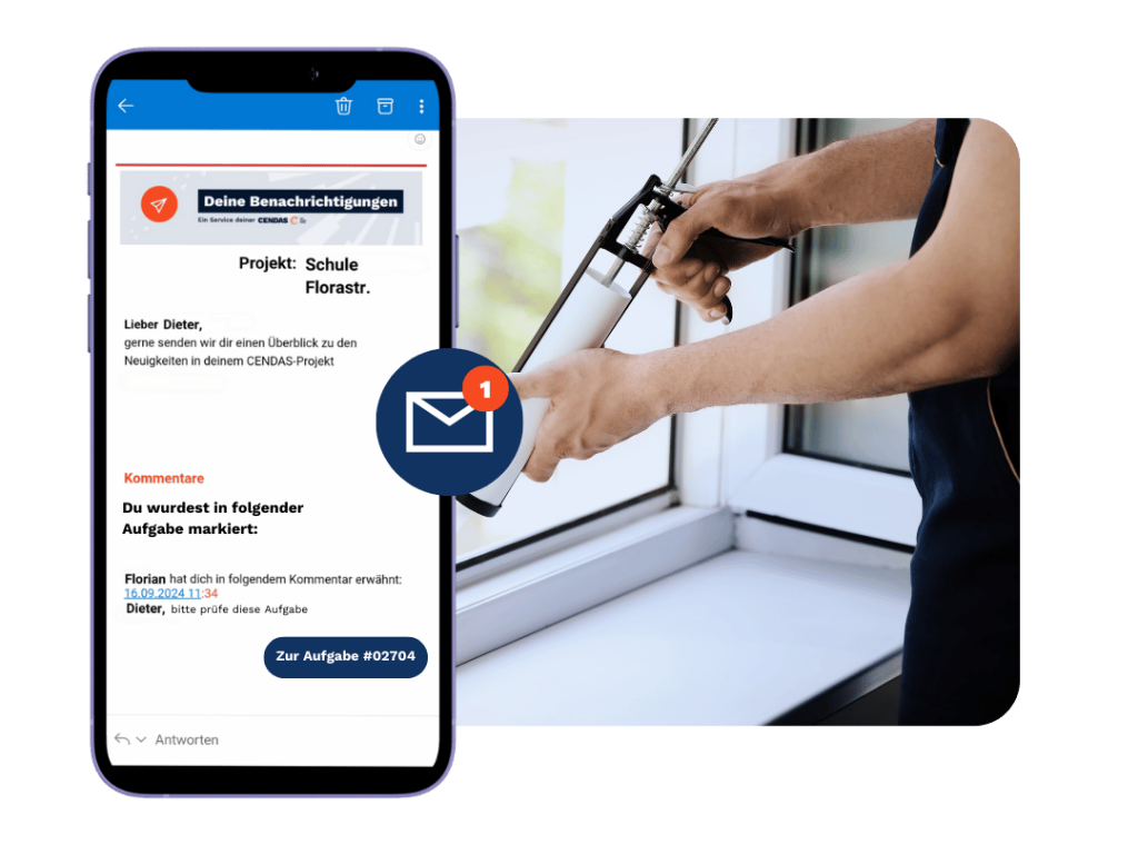 CENDAS Benachrichtigung Fensterbau