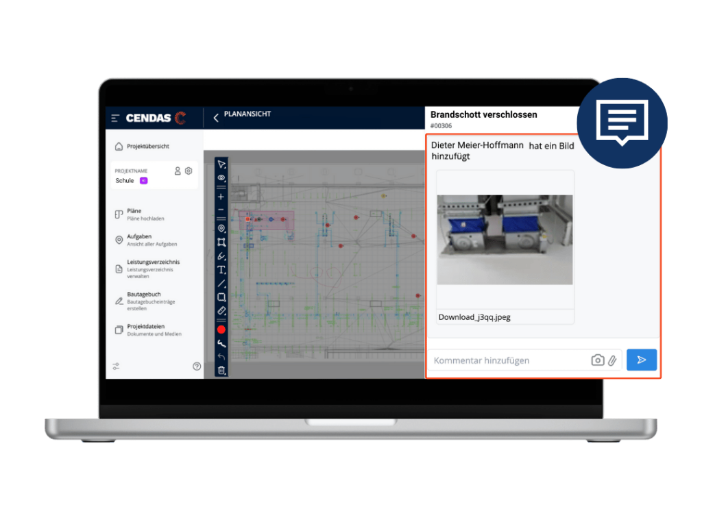 Kommentarfunktion Laptop - Brandschutz