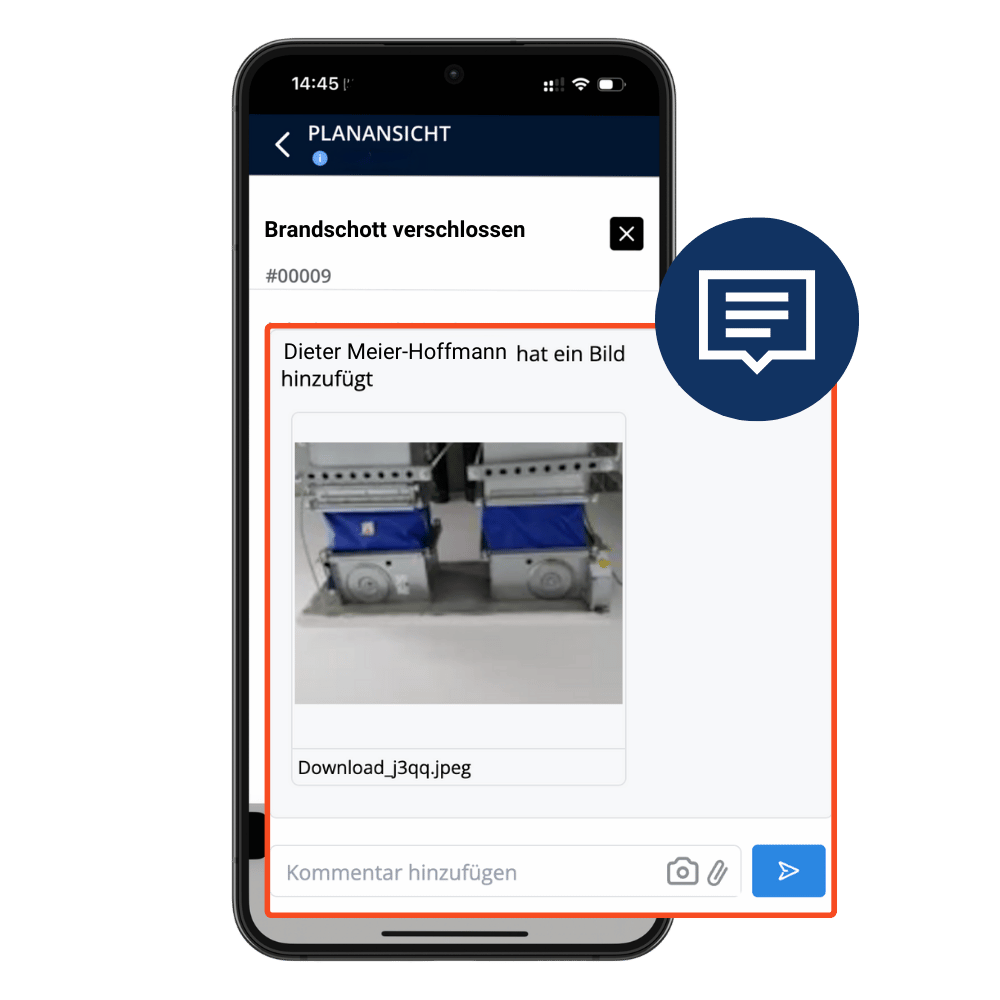 Kommentarfunktion mobil Mockup Brandschutz