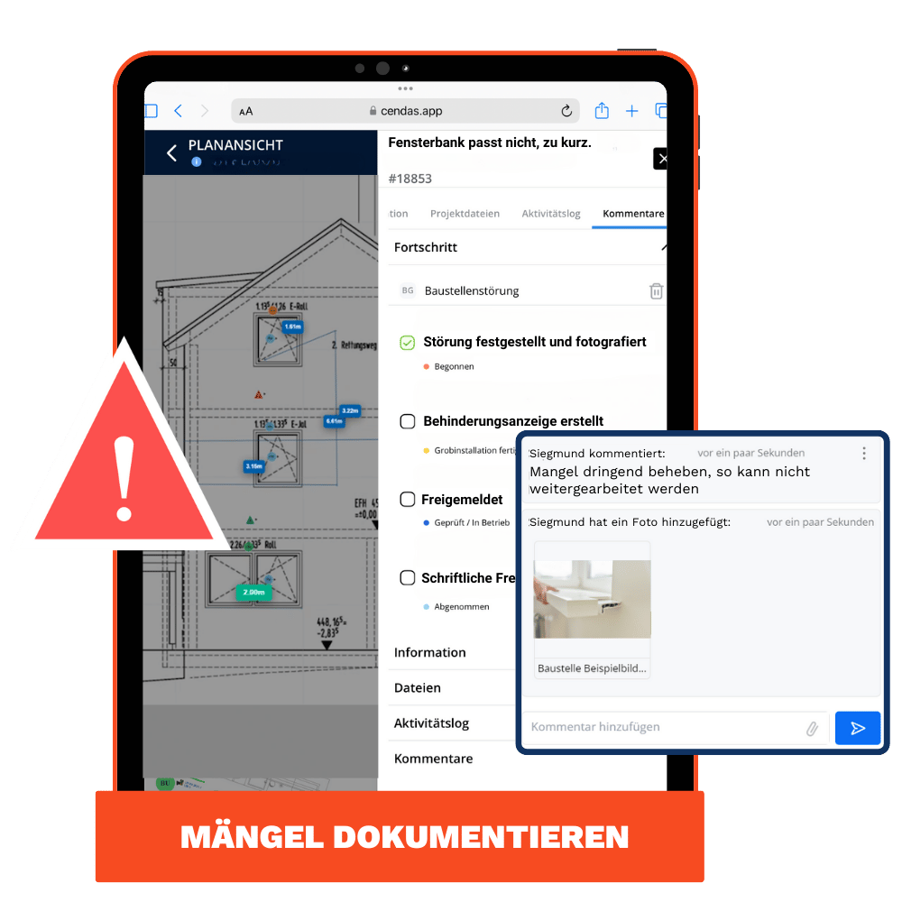 Mängelmanagement Mockup Fensterbau
