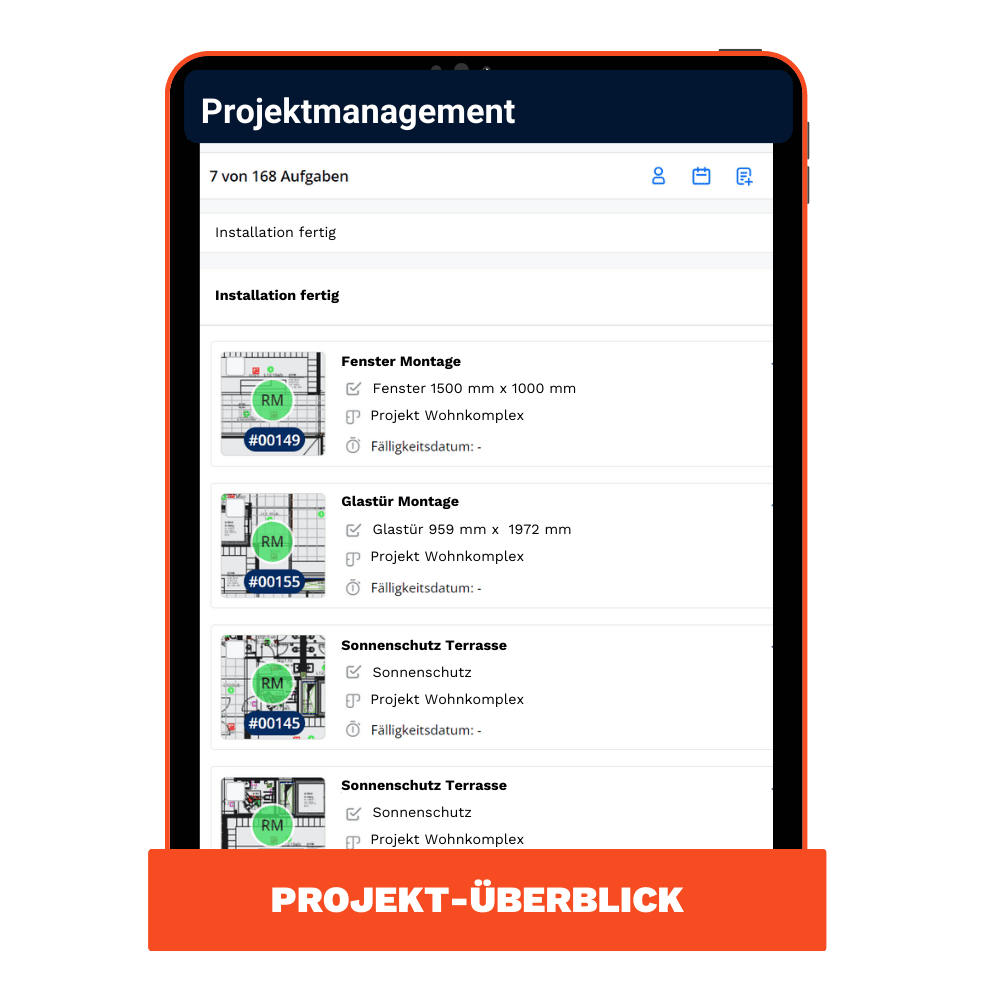 Projektmanagement Mockup Fensterbau