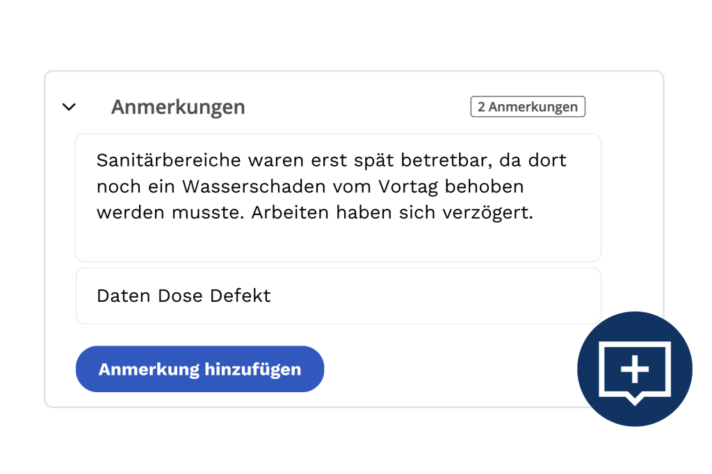 Digitales Bautagebuch Anmerkungen
