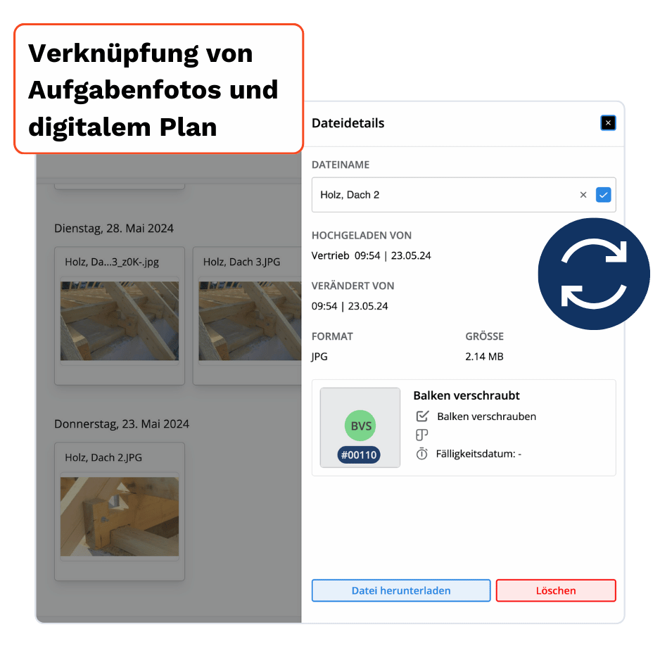 Fotodokumentation Verknüpfung Aufgabenfotos