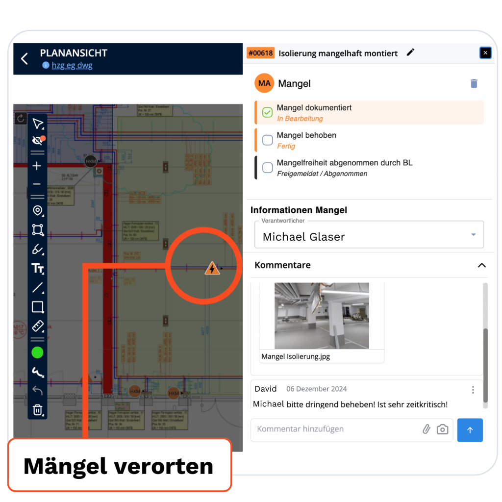 mängelmanagement software mangel verorten