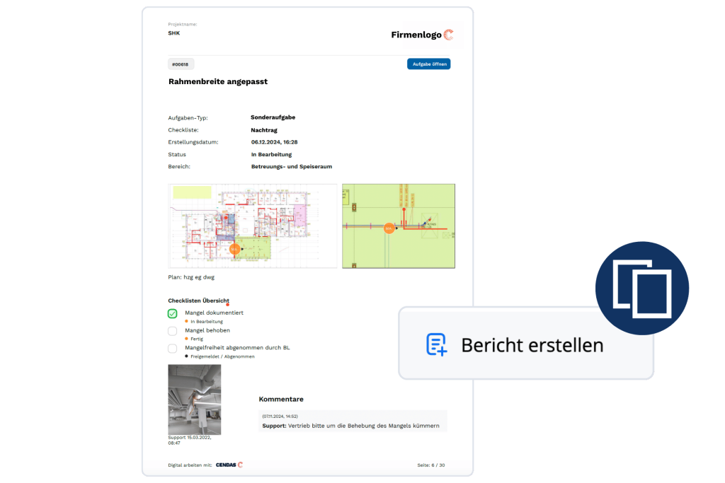 Nachtrag Bericht erstellen