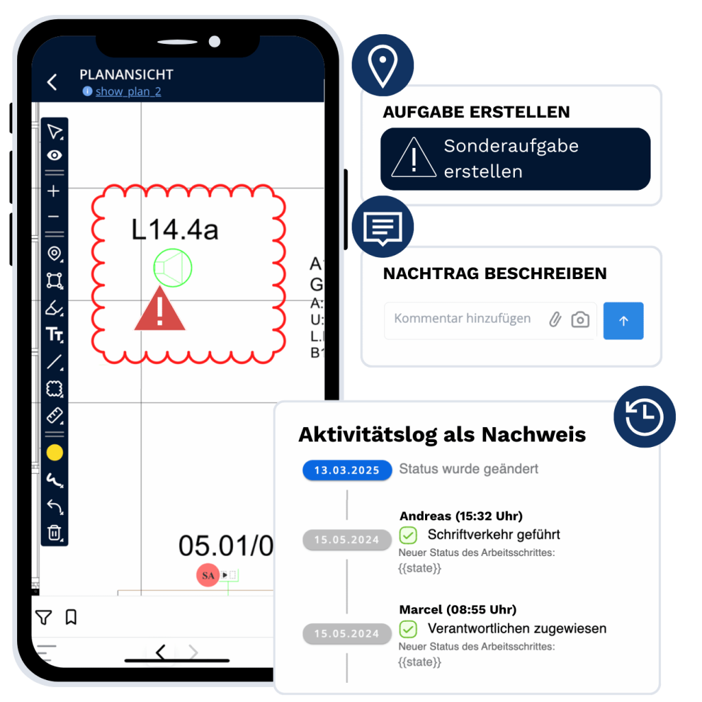 nachtrag im plan erfassen