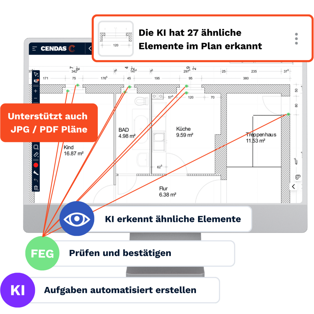KI-Assistent Analyse des Bauplans cendas