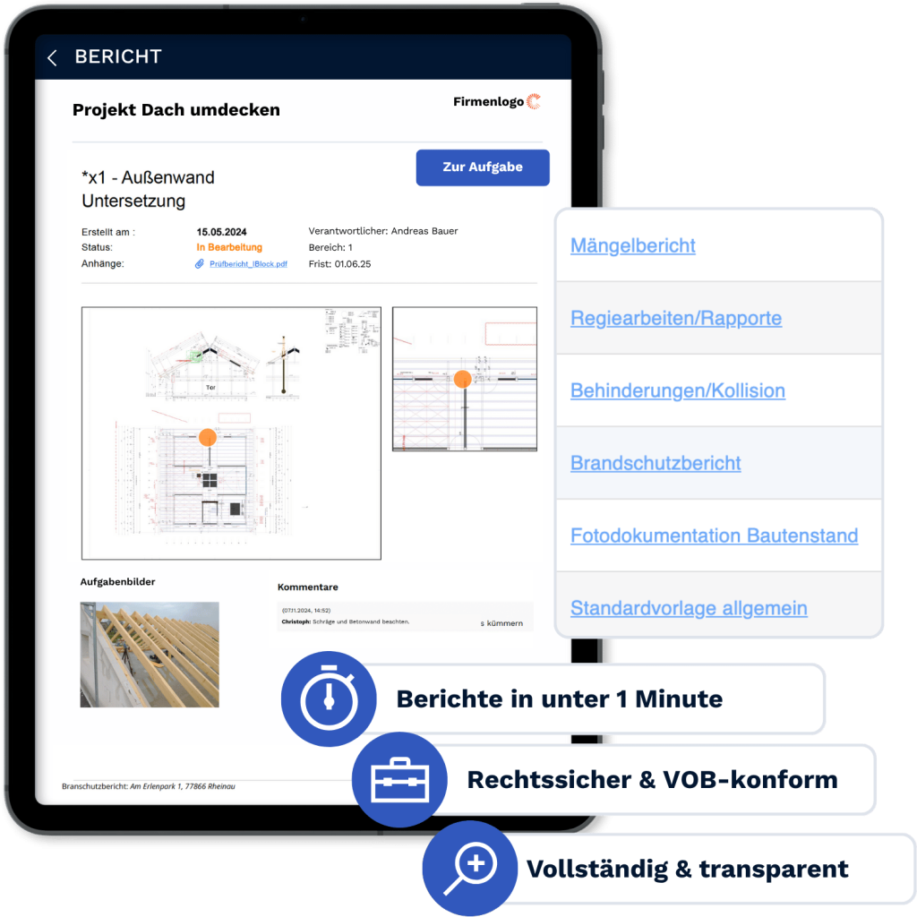 Rechtssichere Berichte mit CENDAS APP
